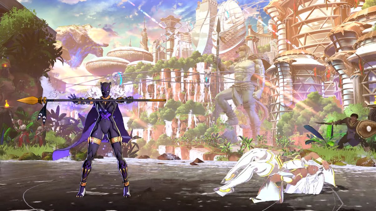 Kakuchopurei's tweet image. Marvel Tokon Fighting Souls' Shuri/Black Panther in action at Wakanda. 
#marvel #avengers #blackpanther