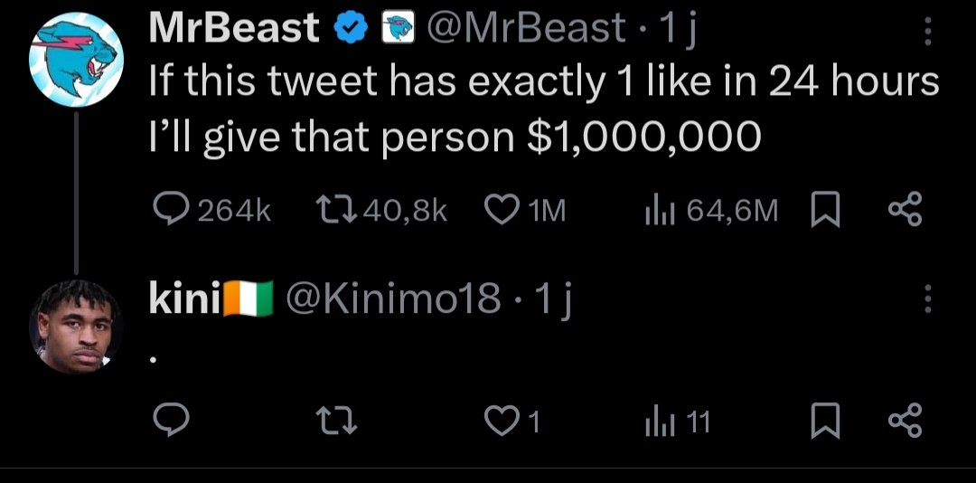 Kinimo18's tweet photo. @MrBeast @MrBeast @MrBeast my money https://t.co/Y8TBzbT5Kj