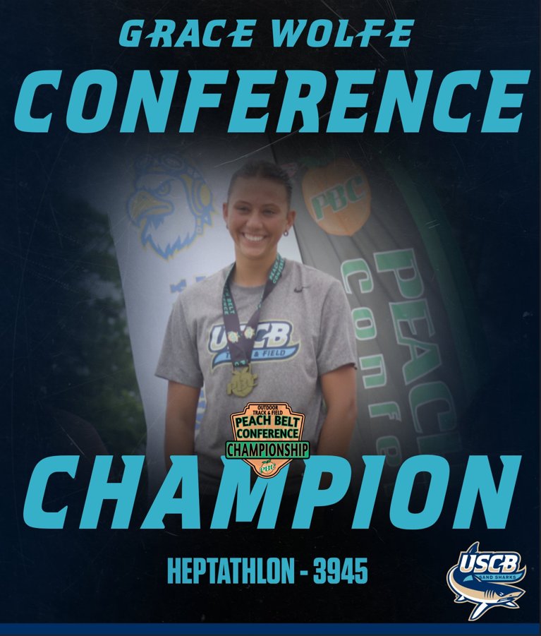 USCBAthletics's tweet photo. Congratulations to Grace Wolfe on her first-place finish and conference championship in the heptathlon! #FINSUP https://t.co/P4JCoXqDTp
