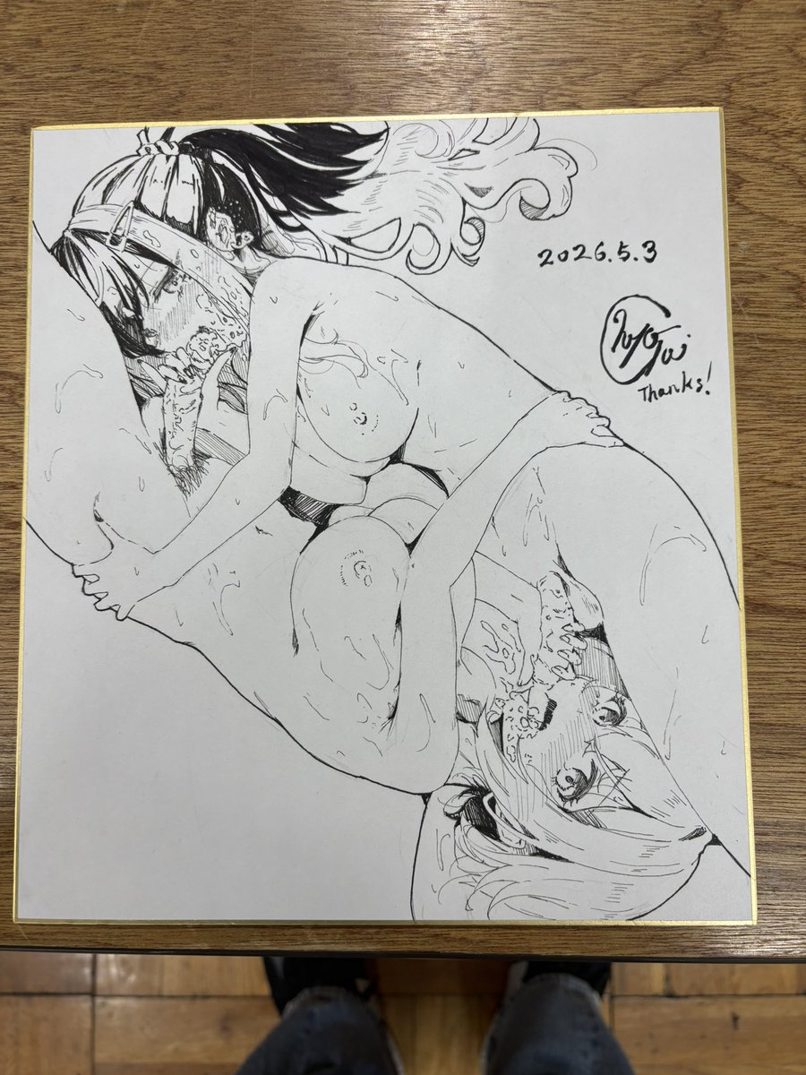 遅ばせながら色紙が出来上がりました〜!

今回線画の練習やらしてたから2枚しか出来なかったゴメンヌ

一枚5000円で販売致します! 
