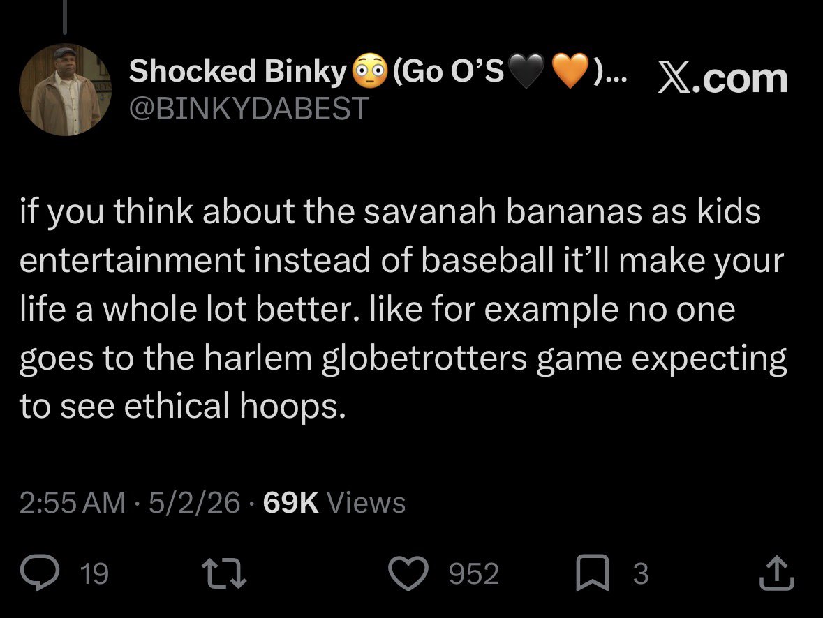 Shocked Binky😳(Go O’S🖤🧡) FUCK GOLFER🦧 tweet media