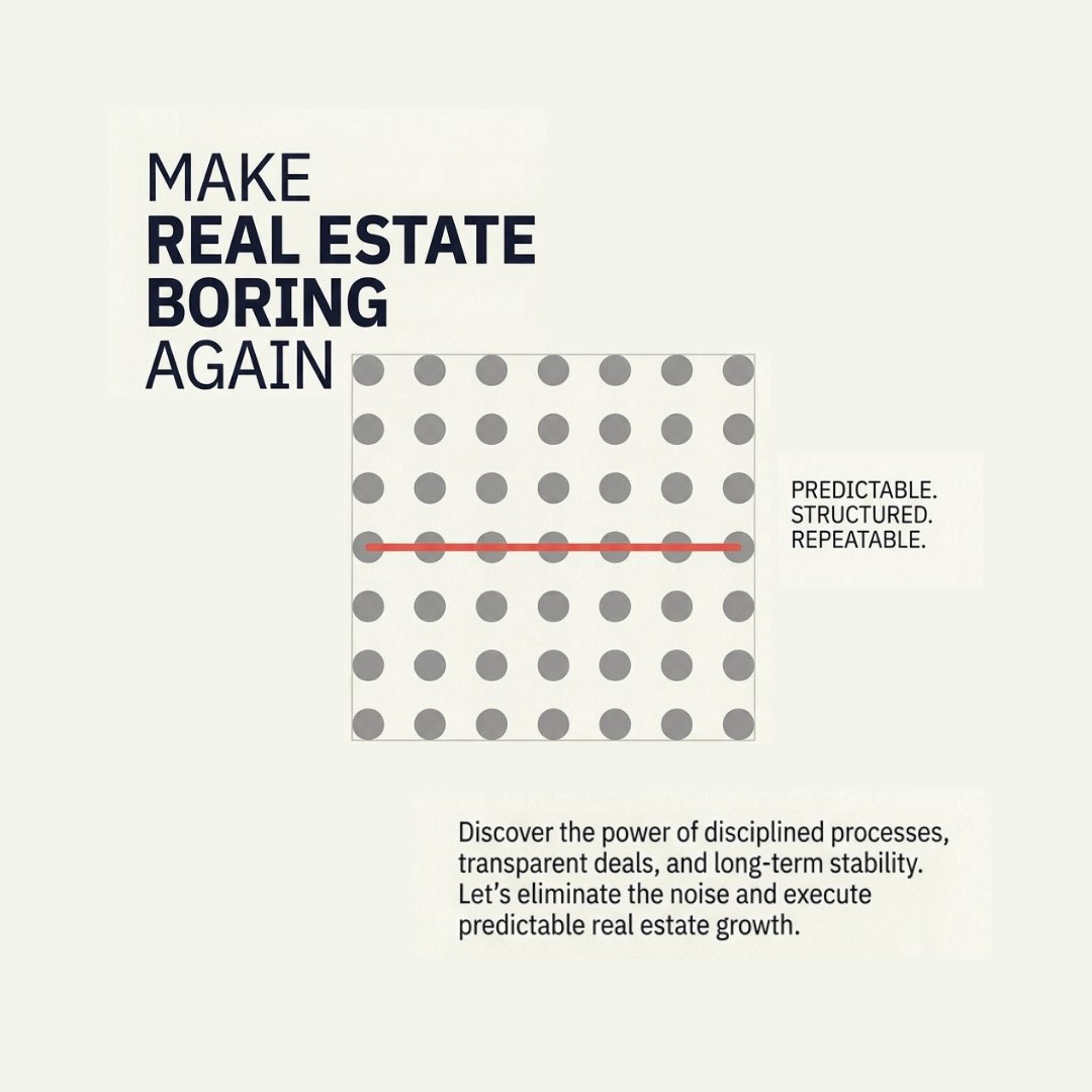 fields_jam91542's tweet photo. Let’s make real estate boring again because it should be predictable, disciplined, and grounded in fundamentals rather than noise. If you agree, share this with someone who values clarity over chaos.

#RealEstateThoughts #MarketFundamentals #LandDevelopment #InvestmentStrategy https://t.co/wHOkLKYWXr