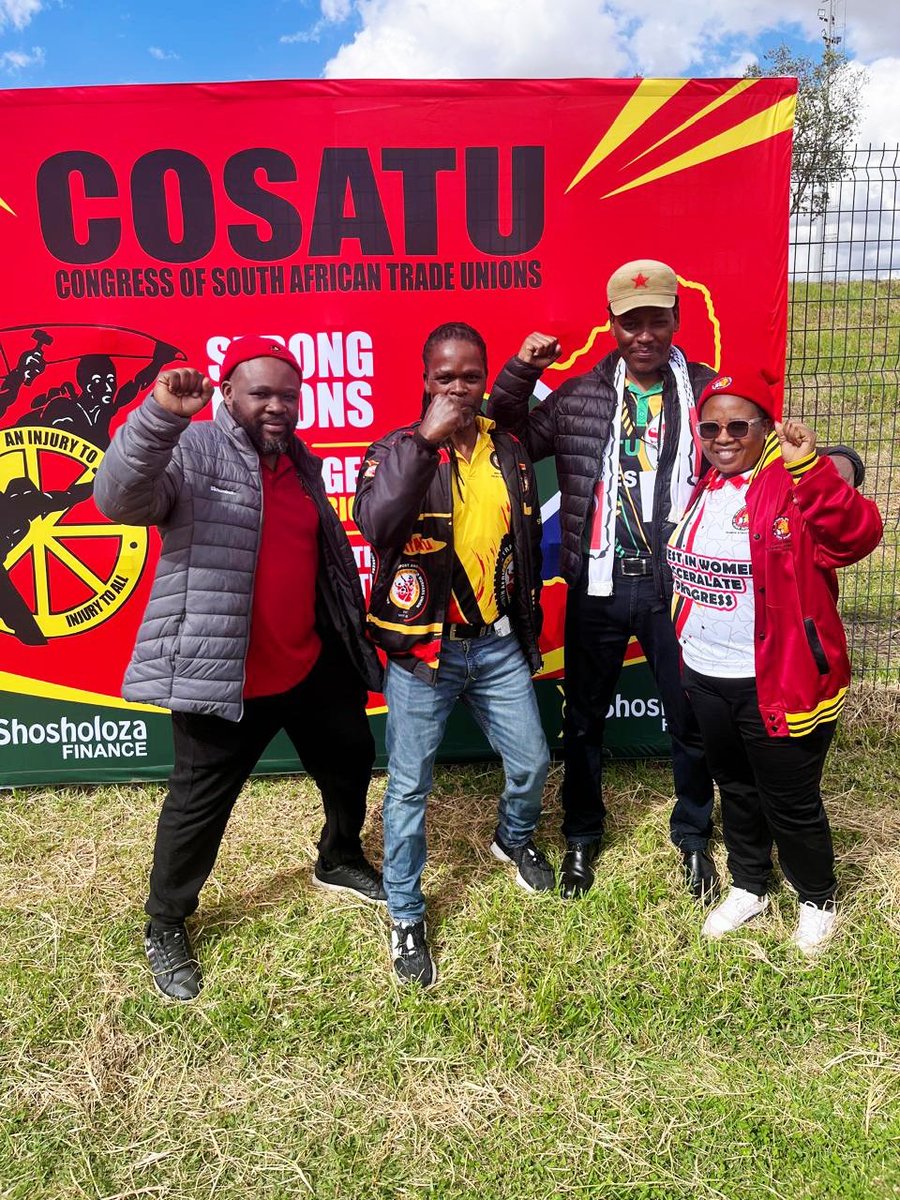 STAWU_'s tweet photo. Our General Secretary Cde Sticks Nkambule joined our sister union #SATAWU, alongside @_cosatu —our long-standing partners in the struggle for a free and democratic Swaziland—to commemorate Workers’ Day 2026.

#EndUnionBashingNow
#MayDay #TUCOSWA #ITF #ITUC 
❤️💛💚🤍🖤 https://t.co/qIHnLFBlML