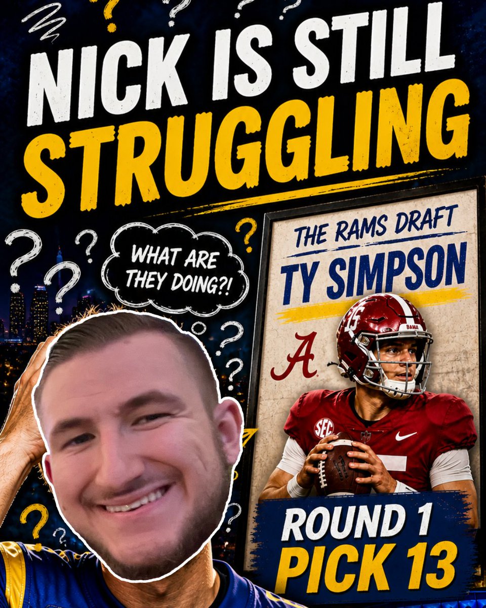 TheStoogeExp's tweet photo. Nick is STILL spiraling over the Los Angeles Rams drafting Ty Simpson 😵‍💫

Zach’s back at the track meet for a full revenge showdown 😤

Confusion. Grudges. Elite stoogery.

Rams cooked or cooking? 👀

https://t.co/OjqmkID8iH
#thestoogeexperience https://t.co/p8JrWxcHuA