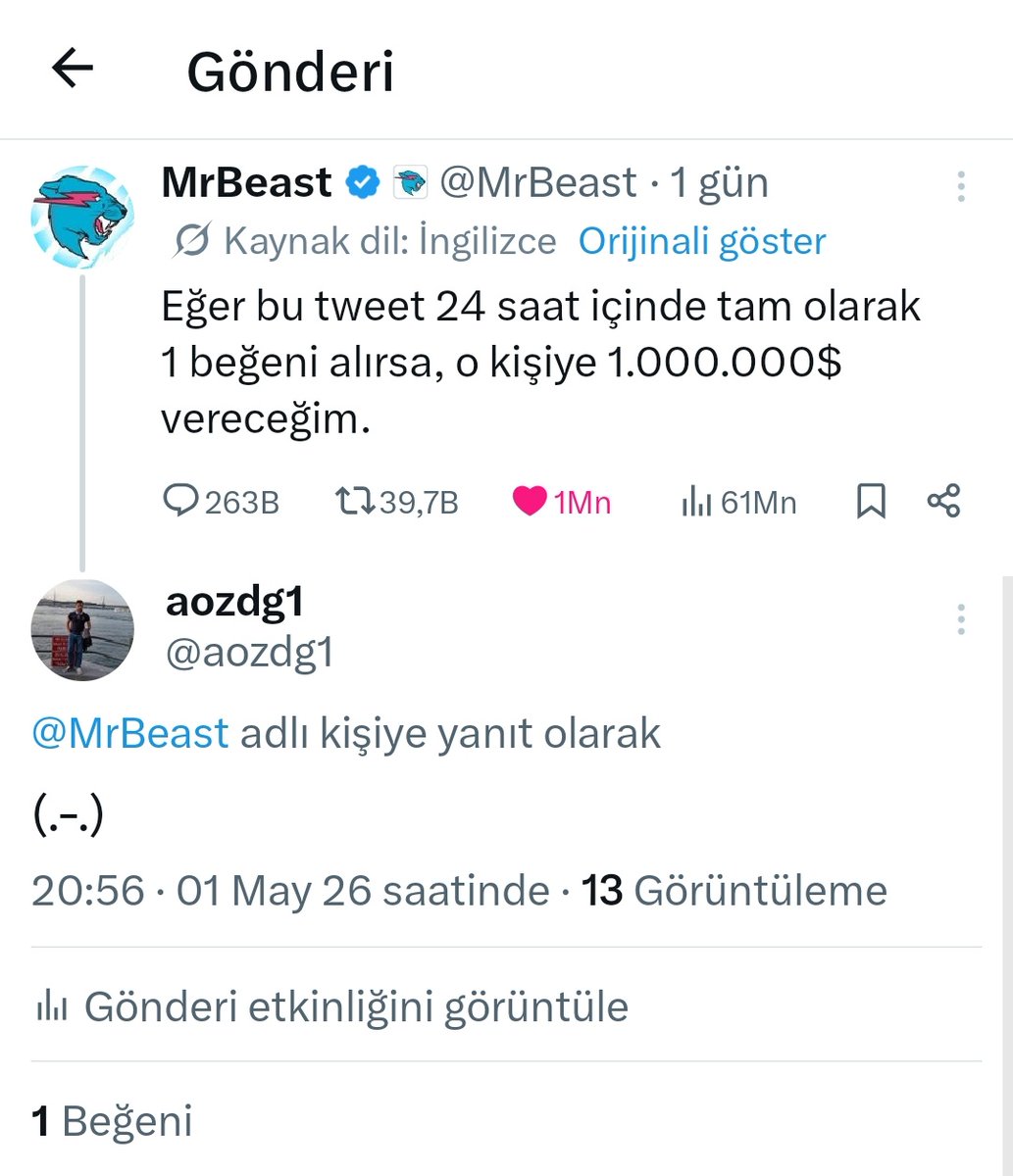 İletişim için DM bekliyorum 😎 <a href="/MrBeast/">MrBeast</a>
