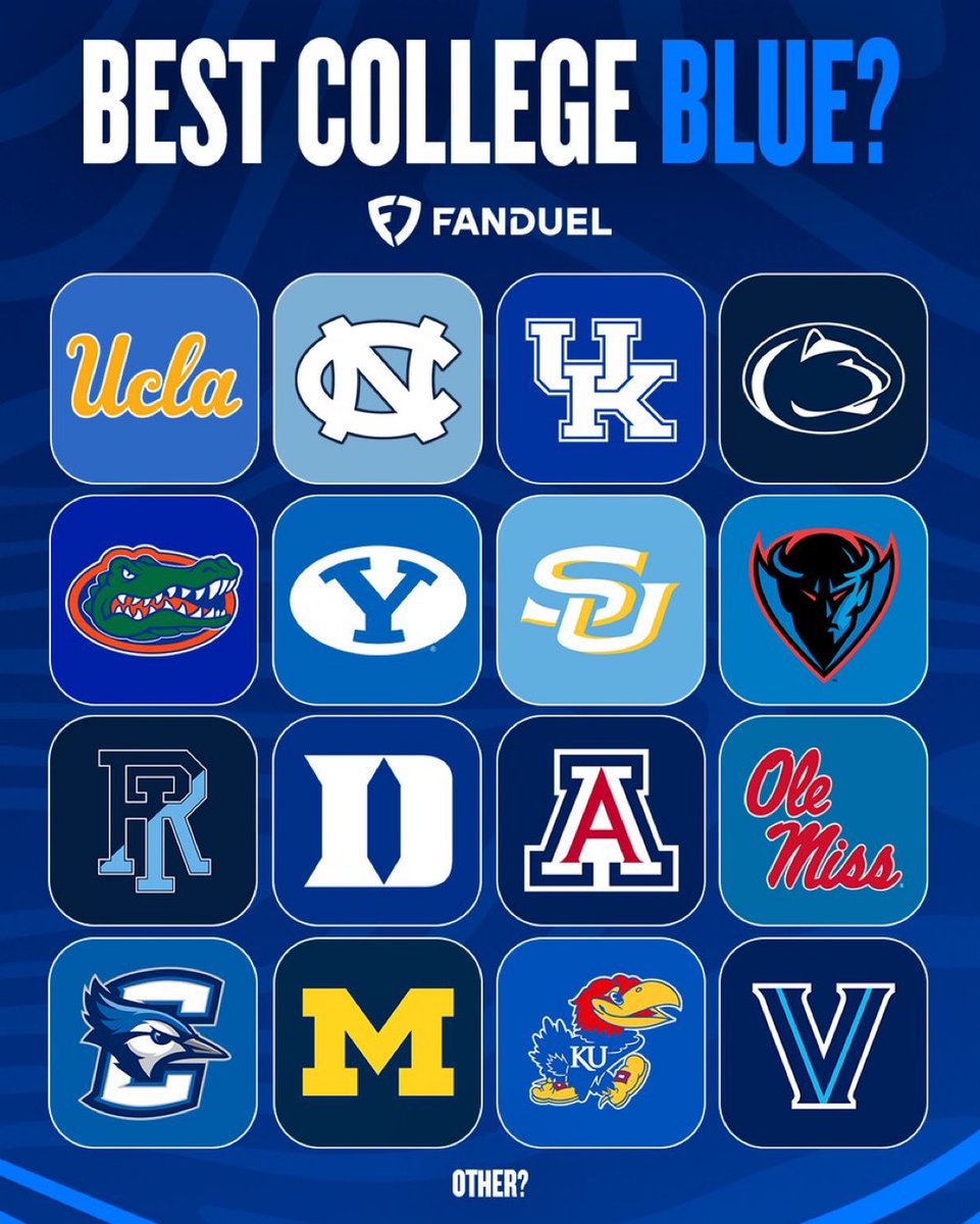 VinnysCorner1's tweet image. Which college does BLUE the best? 💙