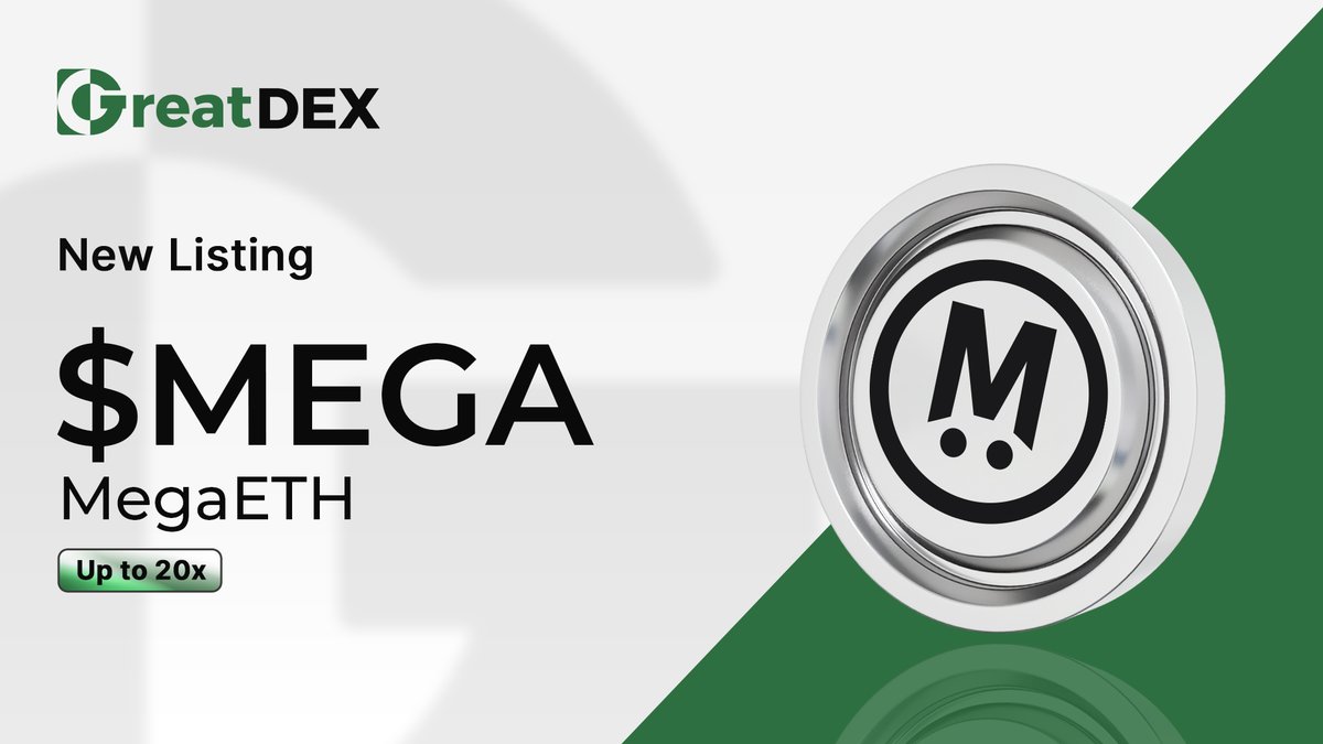 greatdexnet's tweet image. 🚀 New Perp Listing Is Live @megaeth
 
$MEGA is now available with up to 20x leverage ⚡️

Trade with precision using 20x leverage on GreatDEX 📈

#newlisting #MEGA #Great #Perp