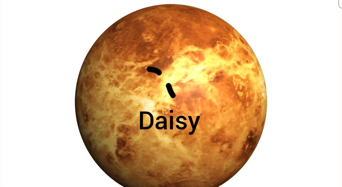thefarnearer's tweet image. #space #solarsystem #planets #Venus 
Venus has an area of clear sky, which is currently aligned over the large Daisy. This clear sky is in the shape of the plants that clear the particulates in the sky.