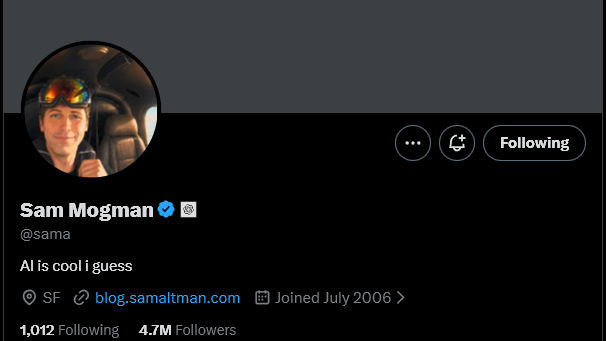 Sam altman's new pfp with fees going directly to artist <a href="/courtart/">Vicki Behringer</a> 

CA - 7MejDYprgPnj8DfZBrzE1pKMdtpDLaSkjJ2geiV5pump