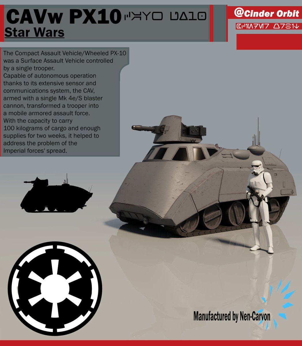 CinderOrbit's tweet photo. Compact Assault Vehicle/Wheeled PX-10 (CAVw PX-10).

#blender #b3d #starwars #starwarslegends https://t.co/ZsifQUlHX0