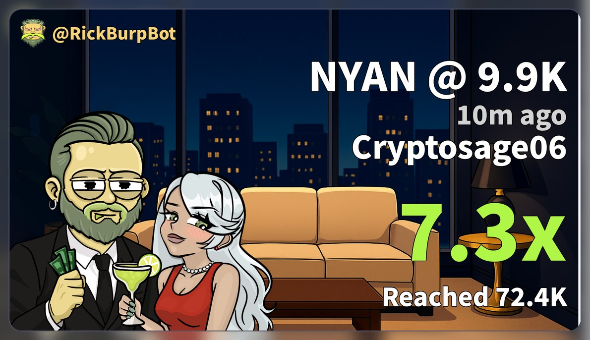 Cryptosage500's tweet image. Amazing 7x Profit up on my call on 
$NYAN
Ca.....

F7ySj1p4f83fLXzdN8Dgf9UySr4MrkPVgZ1usFMzpump

#memecoin #solana #Degen