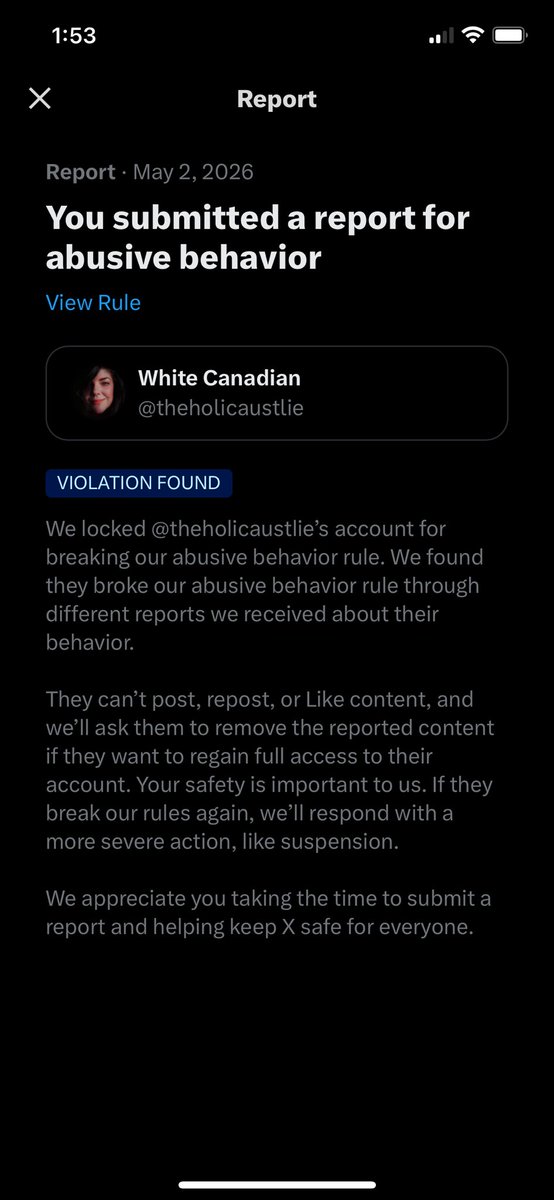 CanadianGirlee's tweet photo. It’s a start :)
Reminder to report racist’s accounts AND specific tweets that violate X rules.
@genocidalgirl
@TKDTJDTND
@thejewsaredone @theholicaustlie
@BlondeBigot11
@Based_BLONDIE
@BasedMaidens2
@BC_Bigot
@XSecurity
#ReportRacists #StandUpToRacism #AntiHate #Unitec https://t.co/V2EFj116XN
