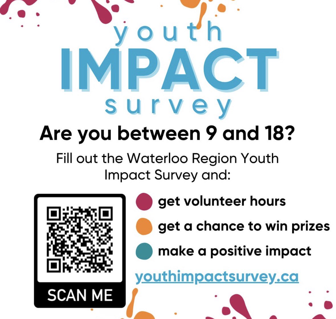 Earn volunteer hours and a chance at awesome prizes! Youthimpactsurvey.ca