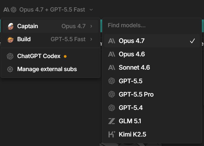 justinsunyt's tweet photo. i switch between 5.5, 4.7, 4.6 regularly for both planning and execution - they are all good enough for most tasks with spikes in different domains

more important than ever to have a model-agnostic agent that lets you extract the most out of any model combination https://t.co/ZvW5gtHpwH