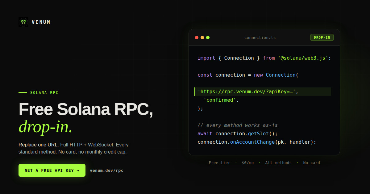venumdev's tweet photo. Full HTTP and WebSocket. No card, no monthly credit cap.