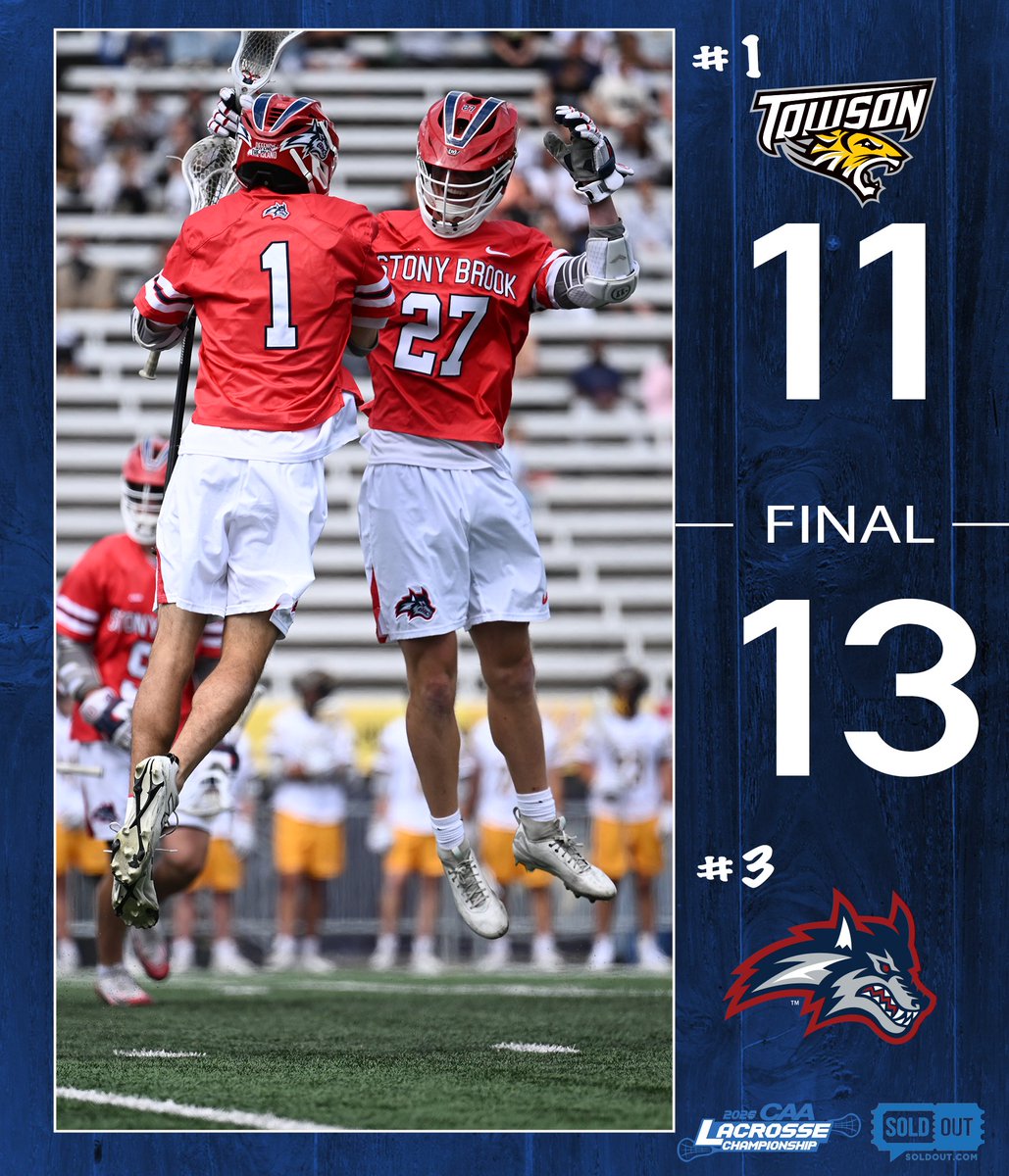CAASports's tweet image. 🥍 @StonyBrookMLAX claims the #CAALacrosse title with a x-x win over Towson 

#CAAChamps