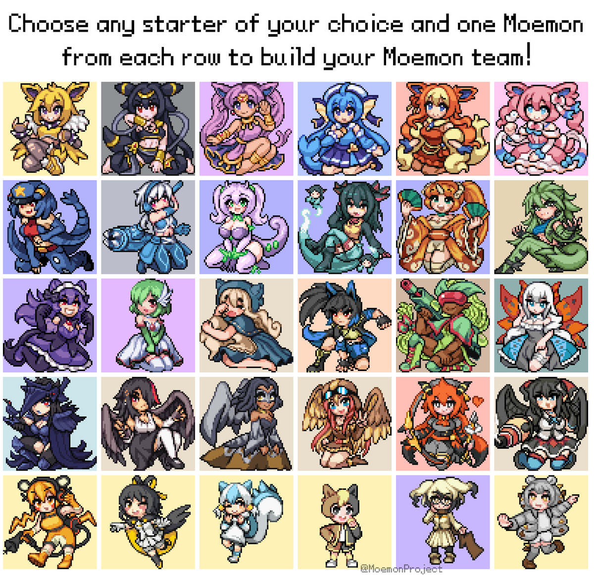 Moemon Ranking Pick any starter of your choice and a Moemon from each row in order to ...
