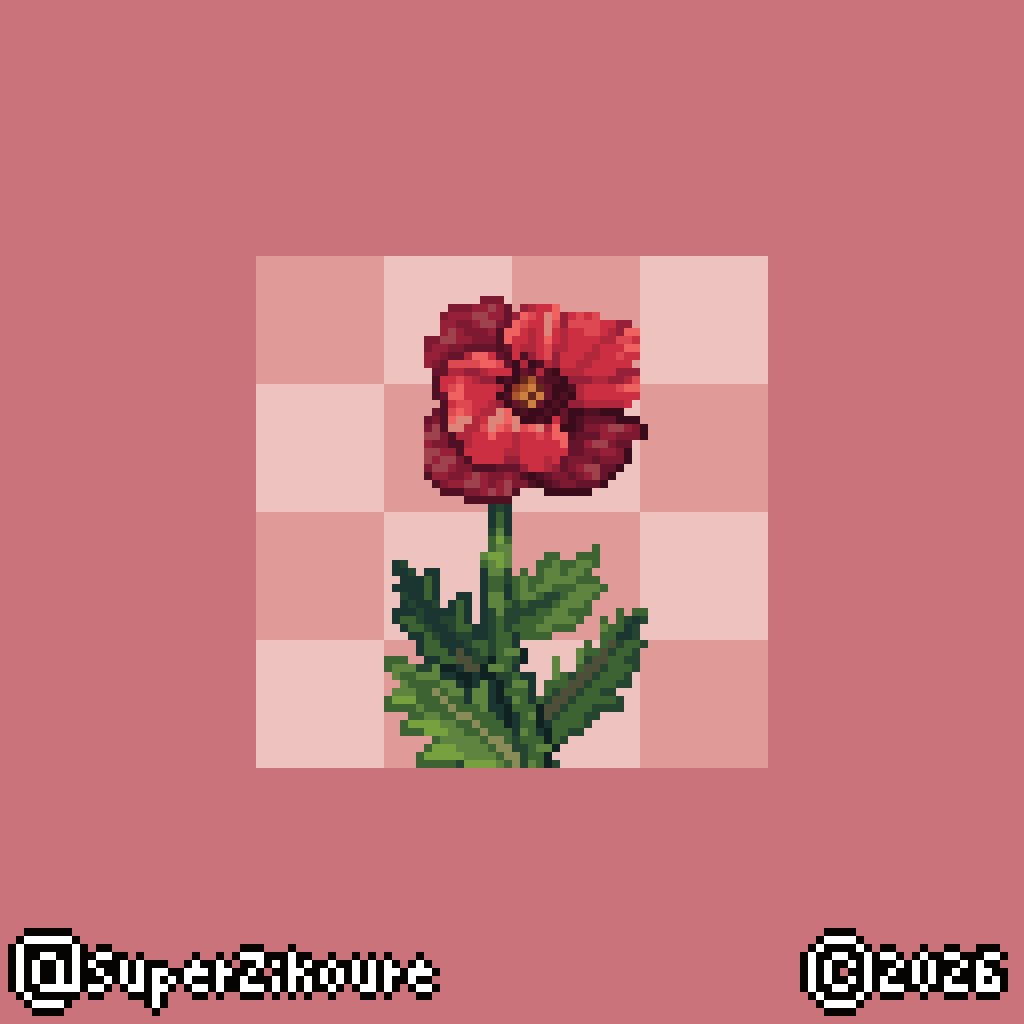 SuperZikoure's tweet photo. Day 604: Poppy!! 🌼
#pixelart #ドット絵 #art #dailies https://t.co/vqMuUAWObl