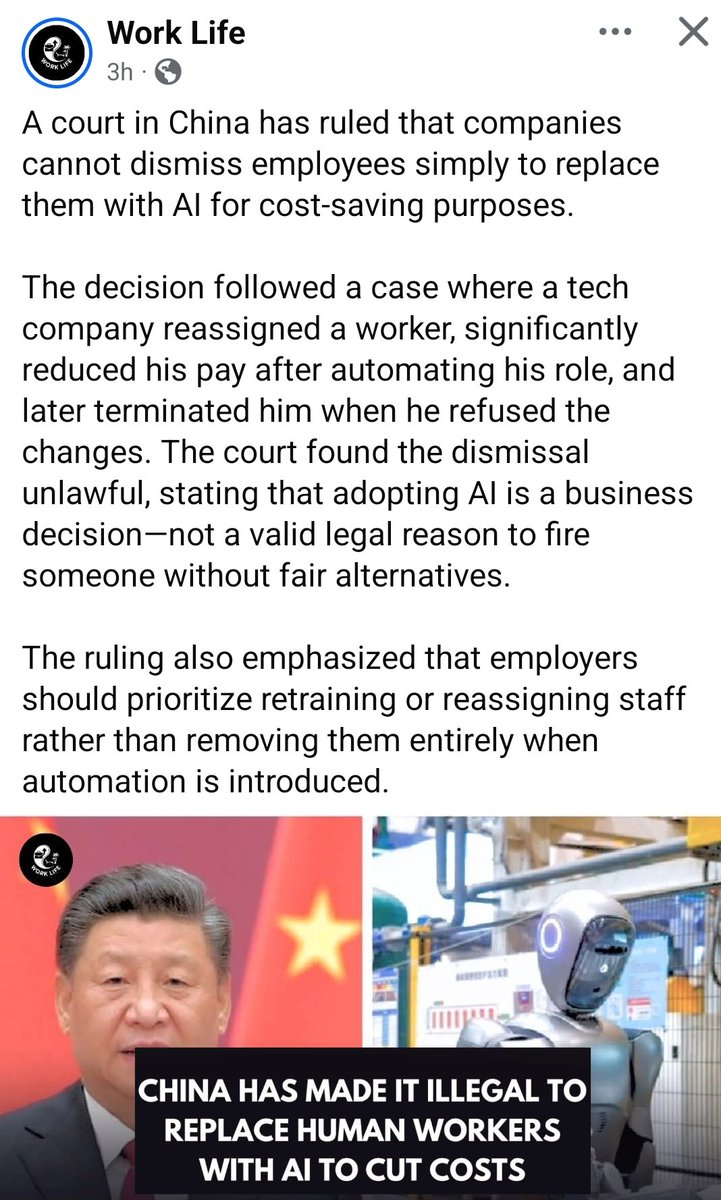 June_Enuj_175's tweet image. China has made it illegal to replace human workers with AI to cut costs. All other countries - follow suit - get law, ammendments and human rights written up, that AI assist human - not replace. #june #enuj #juneenuj #ai #humanrights #wordsandideas  #CanChangeTheWorld #change