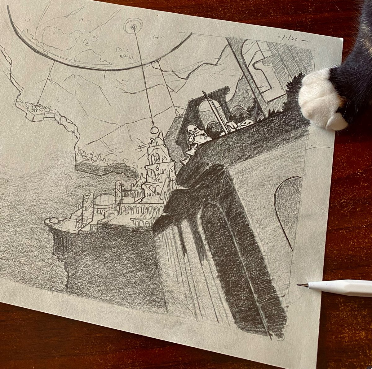 oldmanofthefire's tweet photo. haven't done a big drawing like this in a while, it's a good time

cat is involved, endorses https://t.co/QzZlXuobpJ