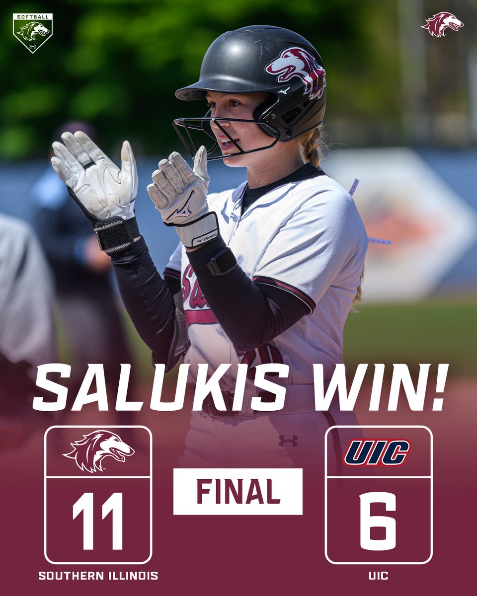 SIU_Softball's tweet photo. 𝙋𝙪𝙩 𝙤𝙪𝙩 𝙩𝙝𝙚 𝙁𝙡𝙖𝙢𝙚𝙨 🧹

The Dawgs complete the sweep of UIC to end the regular season! We’ll be the No. 2 seed in next week’s MVC Tournament 🍿

#Salukis | #MaroonMade https://t.co/DM2ahpX0ps