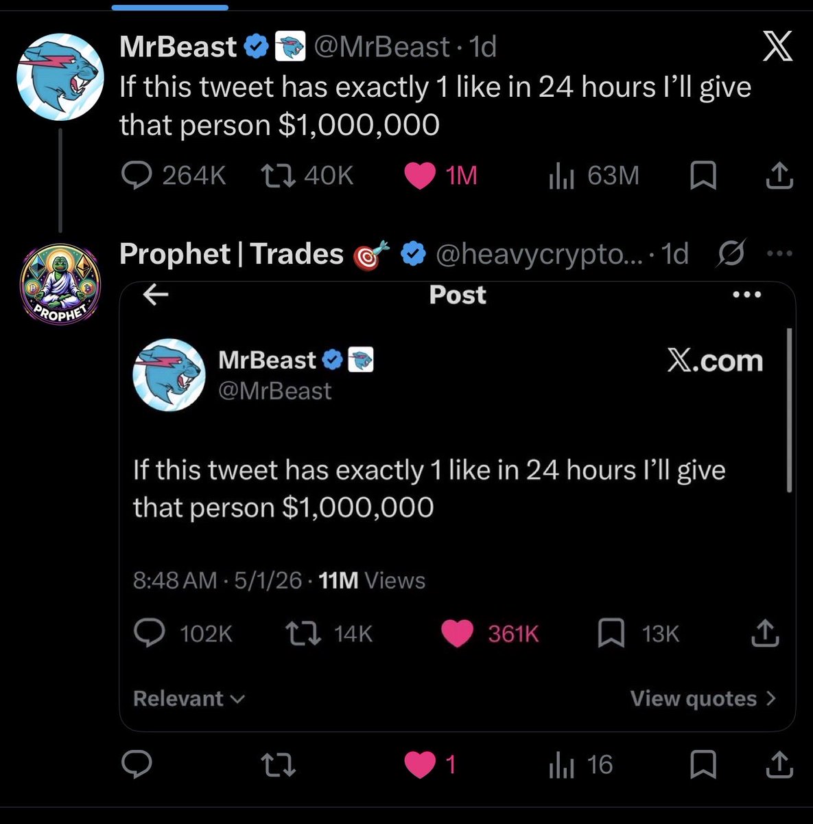 heavycryptobag's tweet photo. 👀 @MrBeast does this count? https://t.co/hwPG5ln1bq