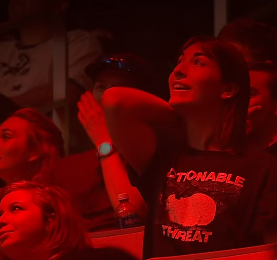 wulfffo's tweet photo. @hitsujigoods spotted an actionable threat shirt on the blast rivals cs2 semifinals! https://t.co/jI6IcKB60s