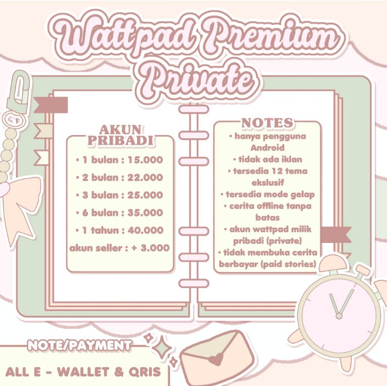 jual wattpad premium private only 15.000✨ tweet media