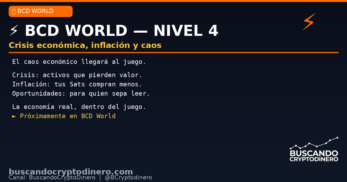 BCryptodinero's tweet image. ⚡ BCD World Nivel 4: CRISIS ECONÓMICA 📉

Crisis, inflación y caos llegarán al juego.
Solo los que sepan leer el mercado sobrevivirán.

¿Estás listo?
app.buscandocryptodinero.com 🐉
#BCD #Crypto #GameFi #Crisis #DeFi