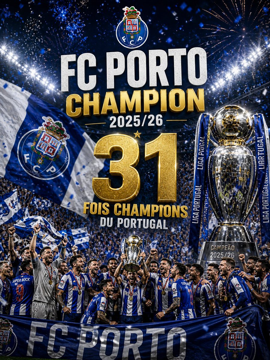 Actufoot_stats's tweet photo. Le FC Porto 🇵🇹 remporte la Primeira Liga pour la 31e fois de son histoire.

🏆1934/35
🏆1938/39
🏆1939/40
🏆1955/56
🏆1958/59
🏆1977/78
🏆1978/79
🏆1984/85
🏆1985/86
🏆1987/88
🏆1989/90
🏆1991/92
🏆1992/93
🏆1994/95
🏆1995/96
🏆1996/97
🏆1997/98
🏆1998/99
🏆2002/03
🏆2003/04
🏆2005/06
🏆2006/07
🏆2007/08
🏆2008/09
🏆2010/11
🏆2011/12
🏆2012/13
🏆2017/18
🏆2019/20
🏆2021/22
🏆2025/26 🆕.