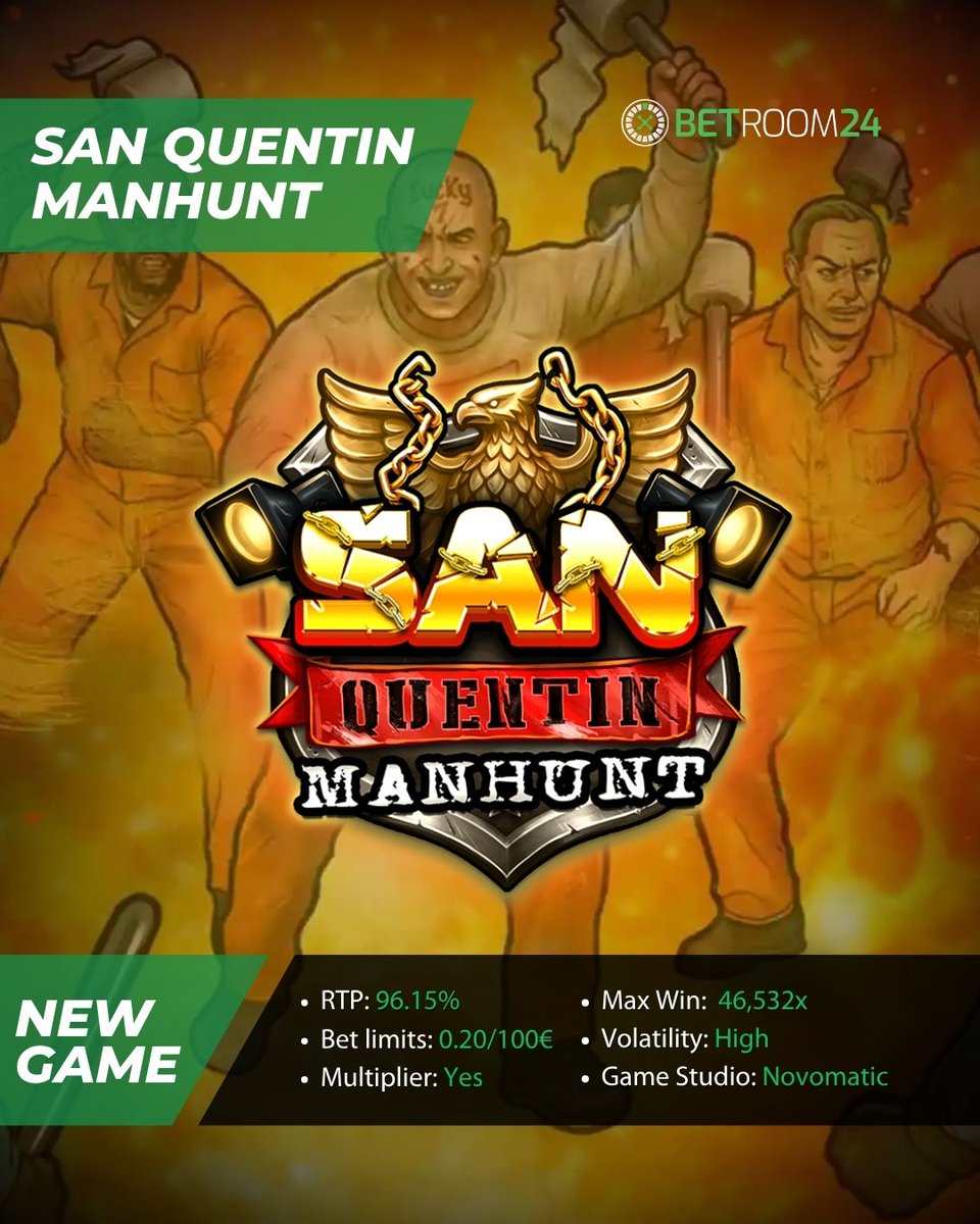 betroom24's tweet image. 🚨🔥 San Quentin Manhunt is turning the heat all the way up  
Explosive spins, wild action, and nonstop adrenaline on every reel 🎰💣  
Step into the chase and feel the rush.

#SanQuentinManhunt #SlotGame #BigWinEnergy #CasinoVibes #SpinToWin