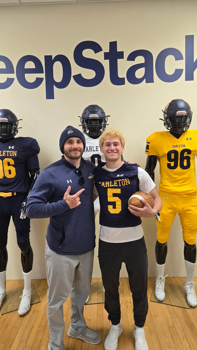 TraceFitz4's tweet photo. After another amazing Jr day I’m excited to have received my 2nd Offer to play football at @CarletonFB! Thank you again to @CoachJournell, @AB_Balogh21 and @rexdesso15. @cprebelfootball @RBtechnician @E7United @PrepRedzoneMN @OJW_Scouting @MJ_NFLDraft @MiacFtbl https://t.co/7nUovY7Qoa