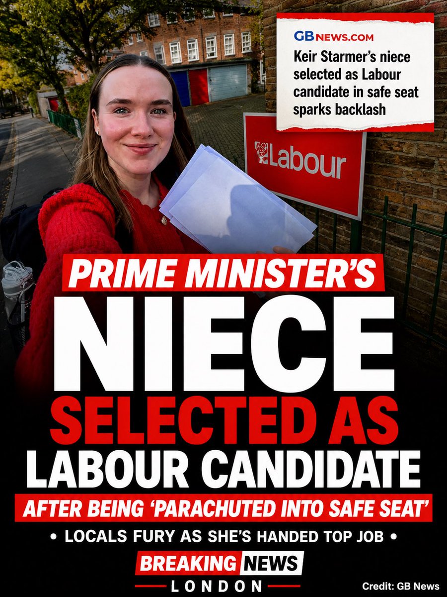 NewsNowLondon's tweet image. PM’s niece picked for safe Labour seat — critics claim she was “parachuted in” as local anger grows. No wrongdoing alleged, but questions remain. #BreakingNewsLondon #UKPolitics #Labour #Starmer