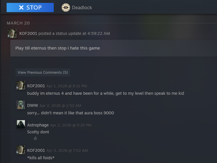 ribbit100's tweet photo. everytime i open steam to play deadlock i have to bear witness to this shit 💀 https://t.co/QIvIkFbI9Z