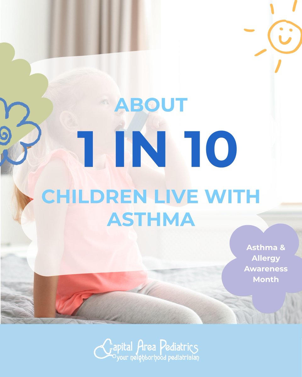 CAPMedicalCare's tweet photo. 1 in 10 kids live with asthma 🫁 This #Asthma &amp; #AllergyAwareness Month, support your child with personalized asthma care. Book your child's visit today! https://t.co/c2xTK7tOo5 https://t.co/FPBUBCbEpd