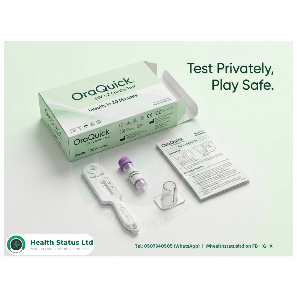 HealthStatusLtd's tweet photo. Are you taking charge of your health? The OraQuick HIV Self-Test Kit offers a confidential and convenient way to test in the comfort of your own home. Test privately, stay informed, and protect your future. Contact us today and access quality diagnostics for yourself. https://t.co/a3HLoIAHsO