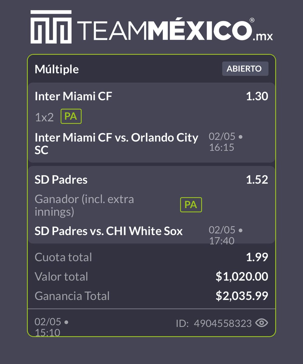 principicks's tweet image. Acá tengo el lock del día princesos🔒‼️
Tomen asiento para disfrutar de este doblete de #MLS y #MLB 

~ Inter Miami ML + Padres ML