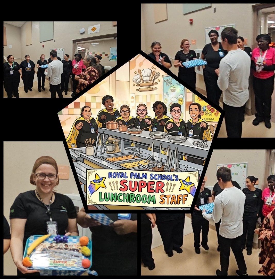 1_MegDavis's tweet photo. Presenting our handmade gifts to our Super Staff, Our Lunch Ladies that serve us with a smile every day. Thank you and We appreciate you.
 🍽🦸🏻‍♂️🥗🦸‍♀️☺️
@RoyalPalm_RPS 
@Dr_Corcoran 
@RachelCapitano 
@StefHartman @rosborn308 @CYOTRF https://t.co/dQC6DI7Tct