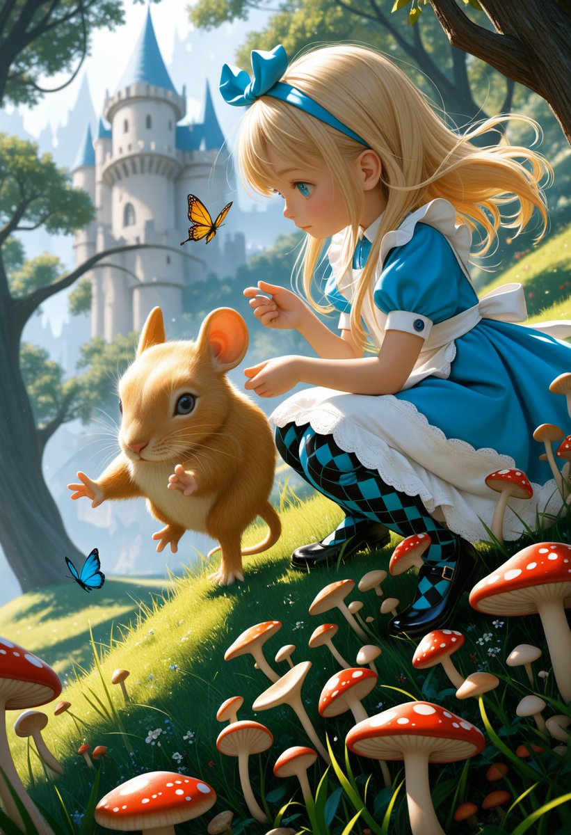 aliceDollMix's tweet image. Forgotten Doll in Wonderland
「走る子を追いかけたら、夢の入口まで来てしまいました。」
#AIart #Alice