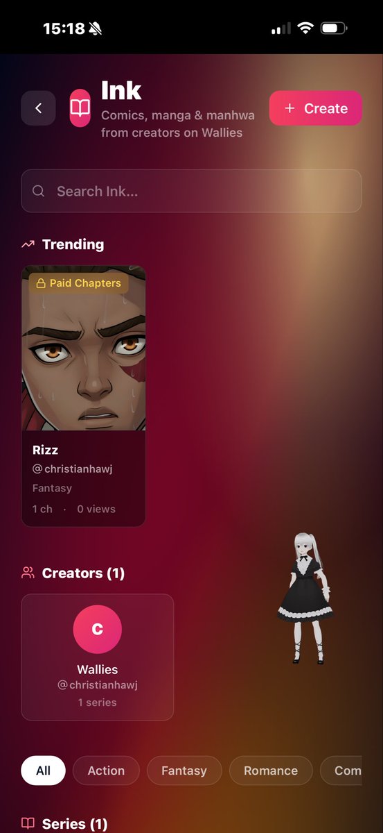 ChristianHawj's tweet photo. It was quite fun developing a manga/comic app within Wallies. I even posted my first comic I ever made. Rizz. It’s about a young boy trying to find himself in a world filled with powers and the challenges of life. His dream is the become the Champ. The pilot manga is out now. Create and share and monetize your manga and comics on Ink in Wallies.