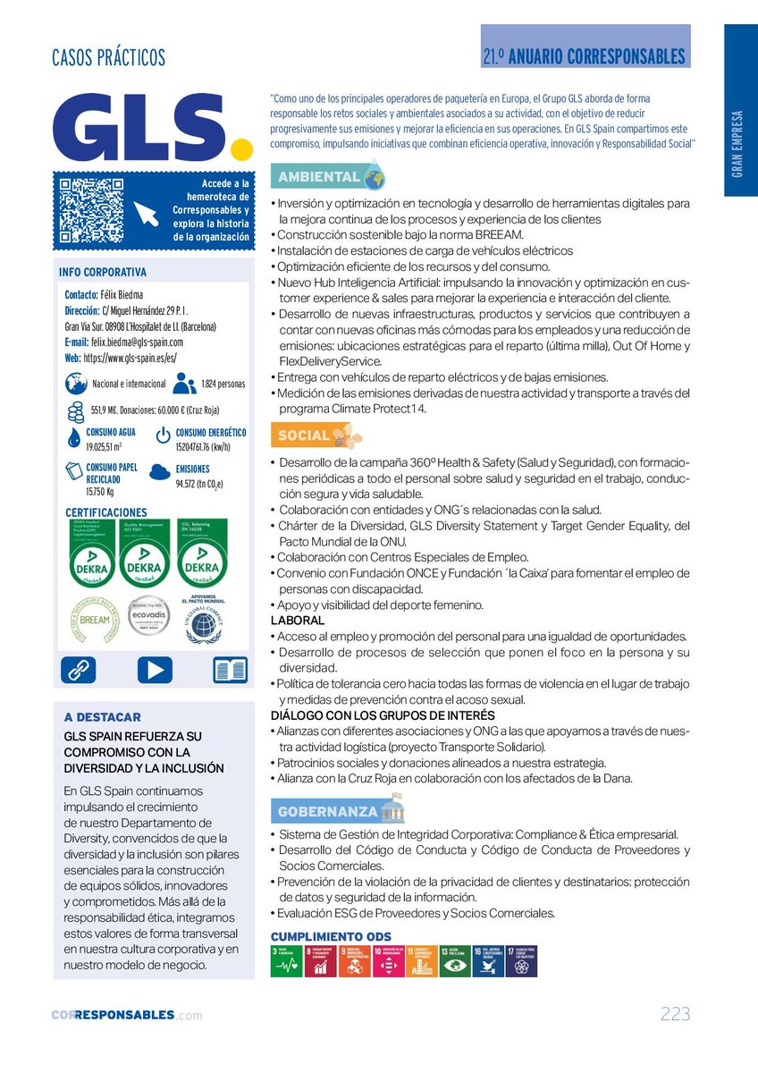Corresponsables's tweet image. 🚚 @GLS_Spain  avanza en logística sostenible e inclusiva.

🌍 Vehículos eléctricos, Hub de IA, construcción BREEAM y alianzas con ONG refuerzan su compromiso ESG.

🔗 f.mtr.cool/yqkxjykuec

#Sostenibilidad #ESG #21AnuarioCorresponsables