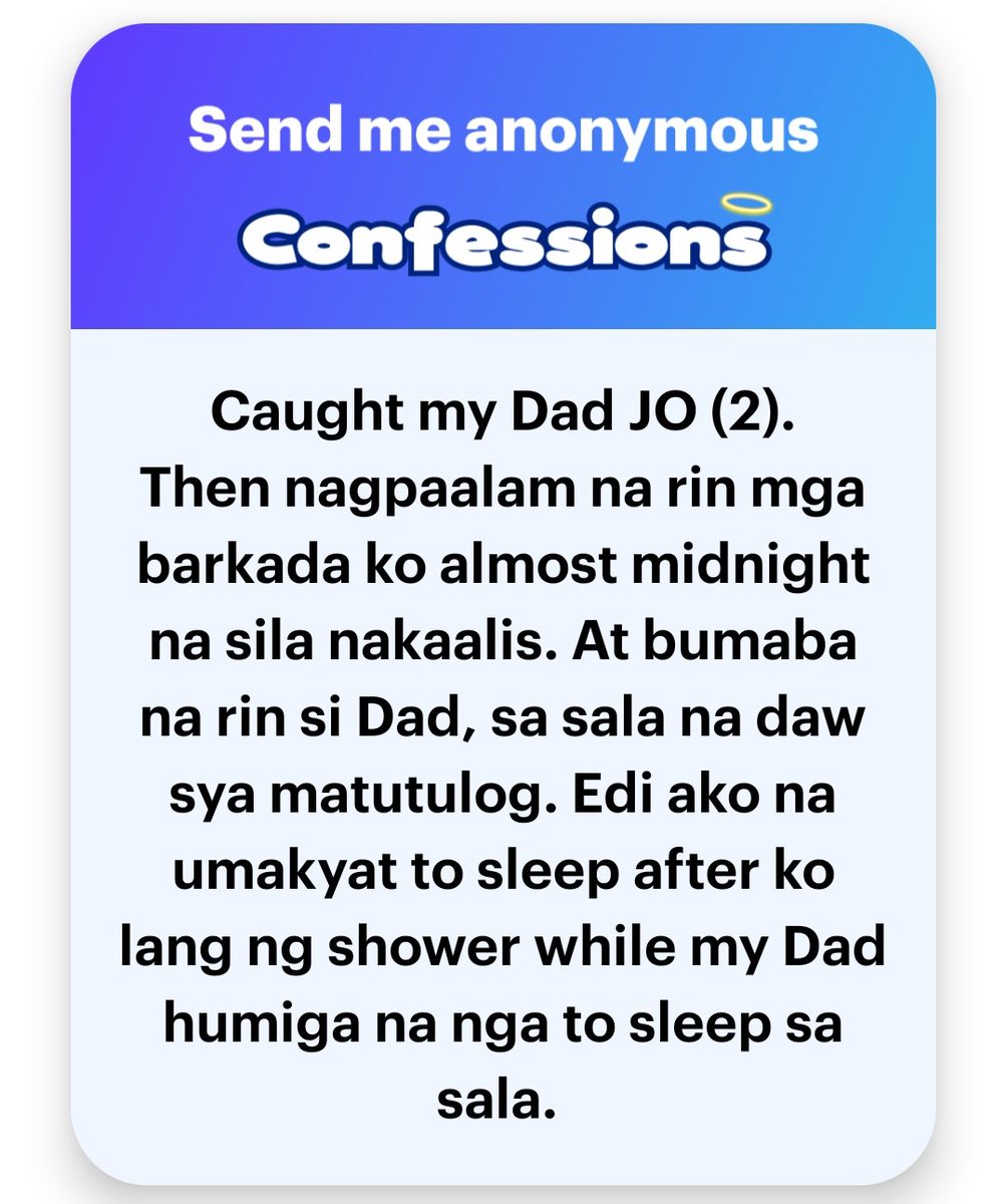 AlterOfan83223's tweet photo. Thread - Batch 63 Anonymous Confessions
Para sa mga secret nyong ganap, ikwento sa https://t.co/ExOwGEVzmW

1,462.A Sinasadya ng Dad na Mahuli ng Anak na Nagjajakz Sya
Pages 1-4 https://t.co/4eX5uMIPD2