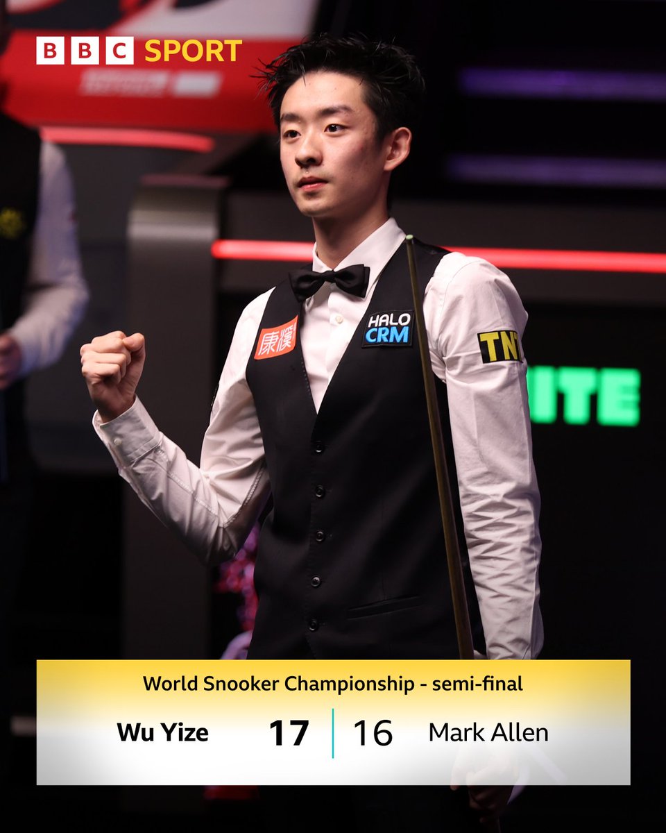 One of the most dramatic semi-finals in the history of the World Snooker Championship 😱

Wu Yize kept his nerve to win a final frame decider set up a final against with Shaun Murphy 👏