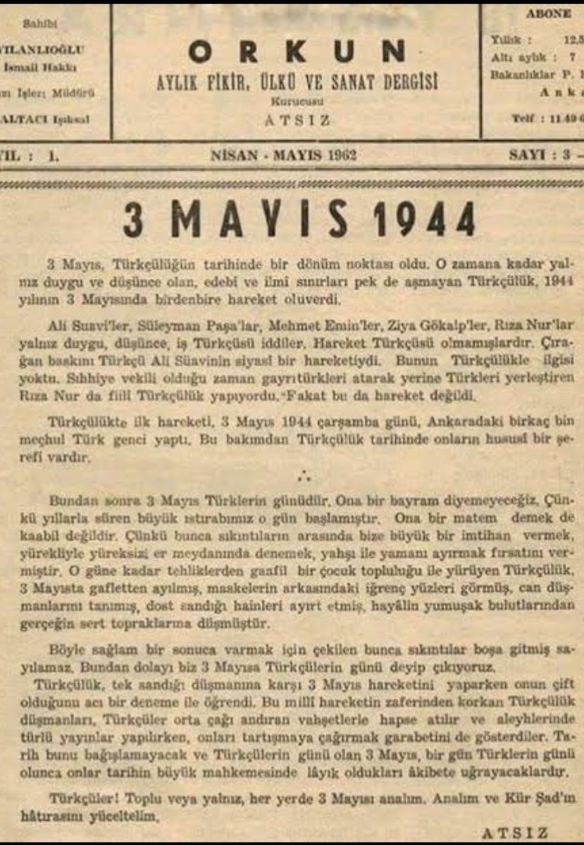 armagan_0606's tweet photo. 3 Mayıs Ruhu Ebediyen Yaşasın
Hüseyin Nihal Atsız https://t.co/I2sDVus6oY