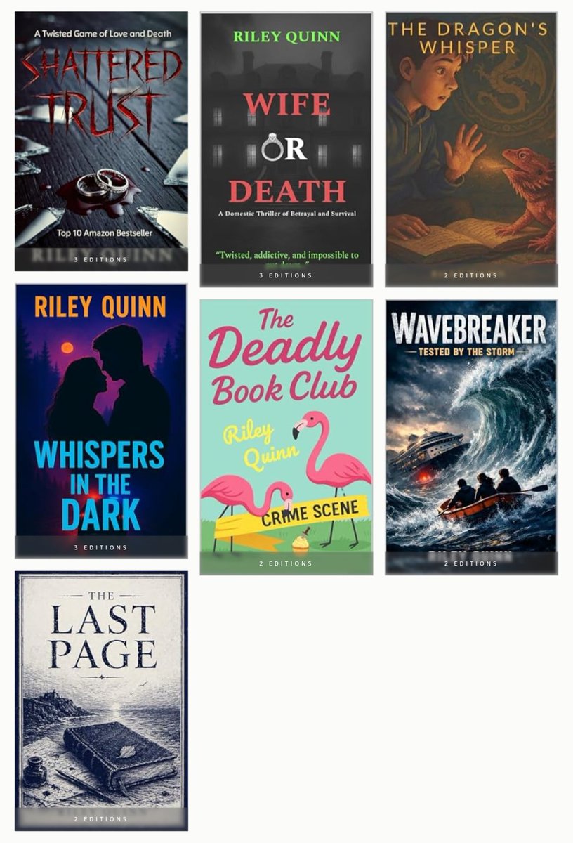 Riley_Quinn1's tweet image. 7 books down… and my brain still won’t quiet down. 📚
New characters. New twists. New stories that won’t leave me alone until they’re written.
Grateful for every reader who’s been part of this so far.
Just getting started. ❤️
#AuthorLife #AmWriting #RileyQuinn