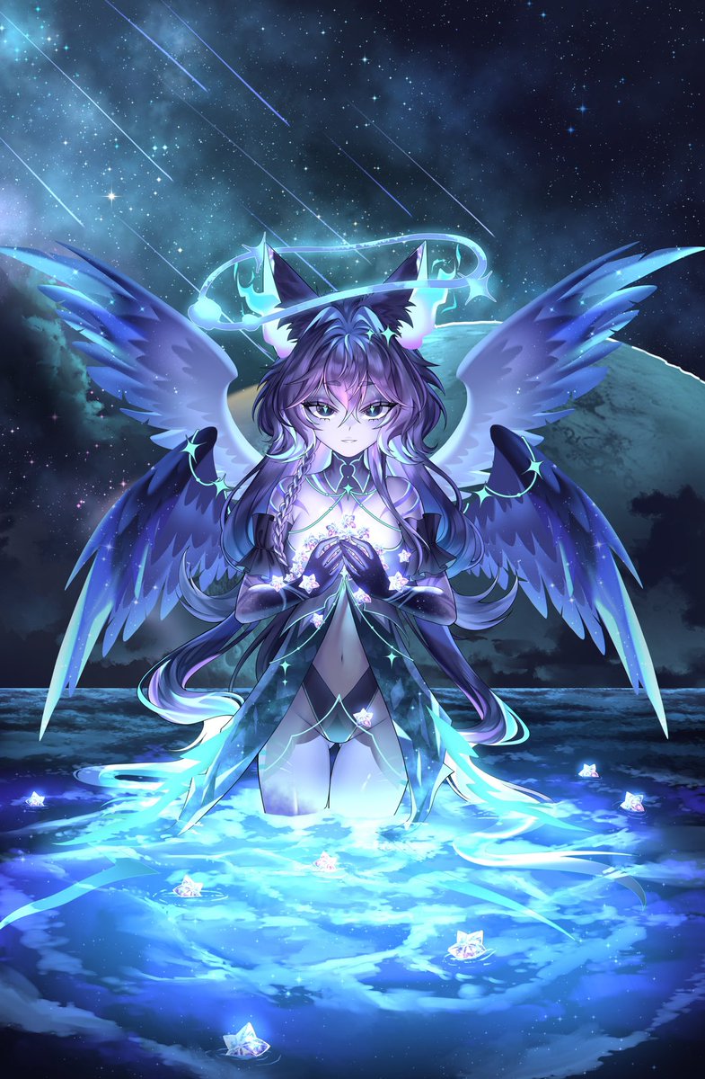 Zoralyra's tweet photo. 𝐒𝐭𝐚𝐫𝐥𝐢𝐭 𝐰𝐚𝐭𝐞𝐫𝐬 🌌

🎨: @HarisunStudios 

#ZoralyrArt | #VTuber https://t.co/1qmFUm0DeJ