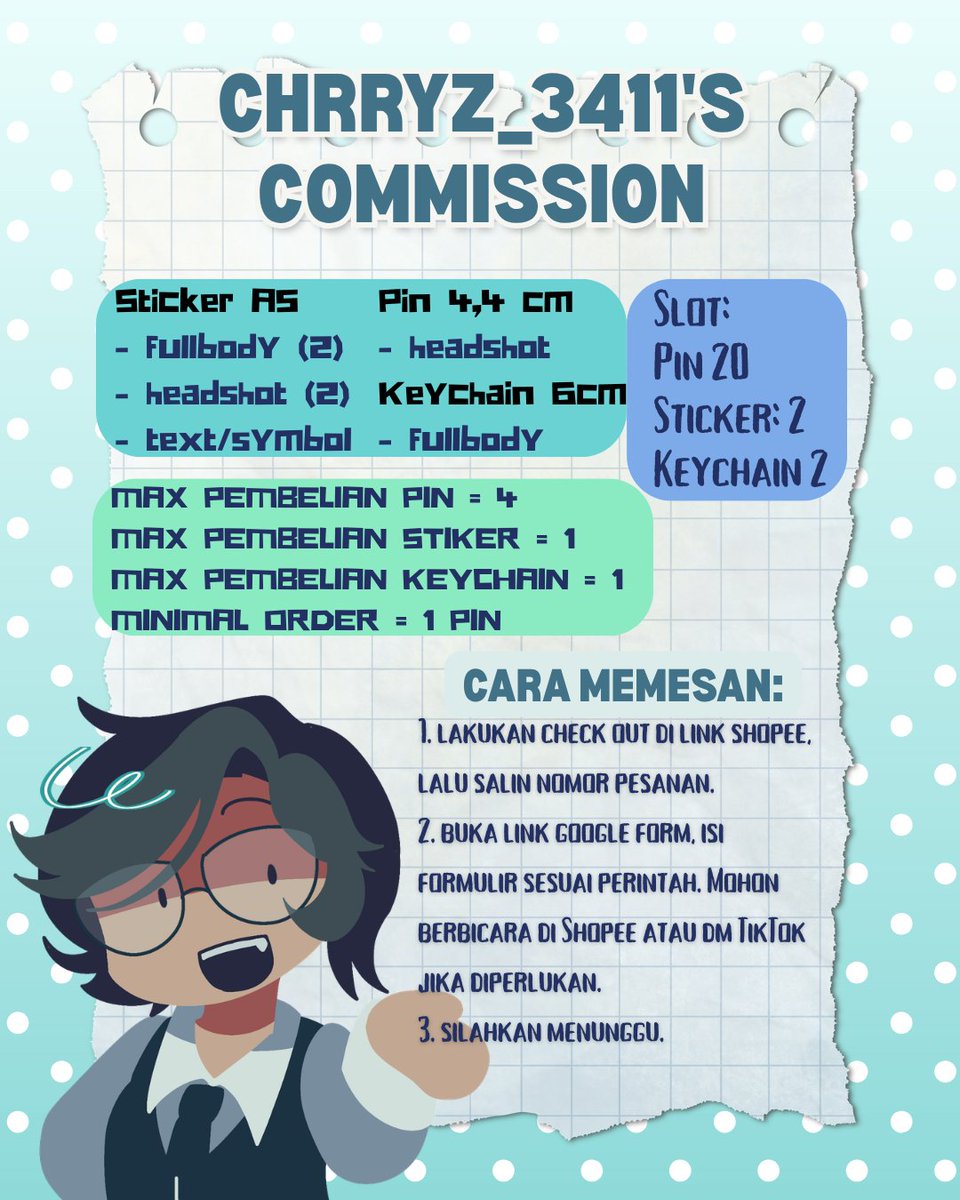 Chrryz_3411's tweet image. Cuma dengan harga 12 ribu udh dapet commission pin besi?! 😨
Ayooo tunggu tanggal 10-14, waktunya terbatas lhoo!
#commission #art #pins #keychain #fandom #oc #sticker #artcomission