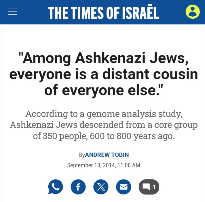 FanaZolf's tweet photo. @roger_JMD @assahwayofalca @IRAN_GHANA "Among Ashkenazi Jews, everyone is a distant cousin of everyone else."
#consanguinity

https://t.co/ZjeqBbxvxU
https://t.co/TOGC6ISAZw https://t.co/BL1uapP8LB