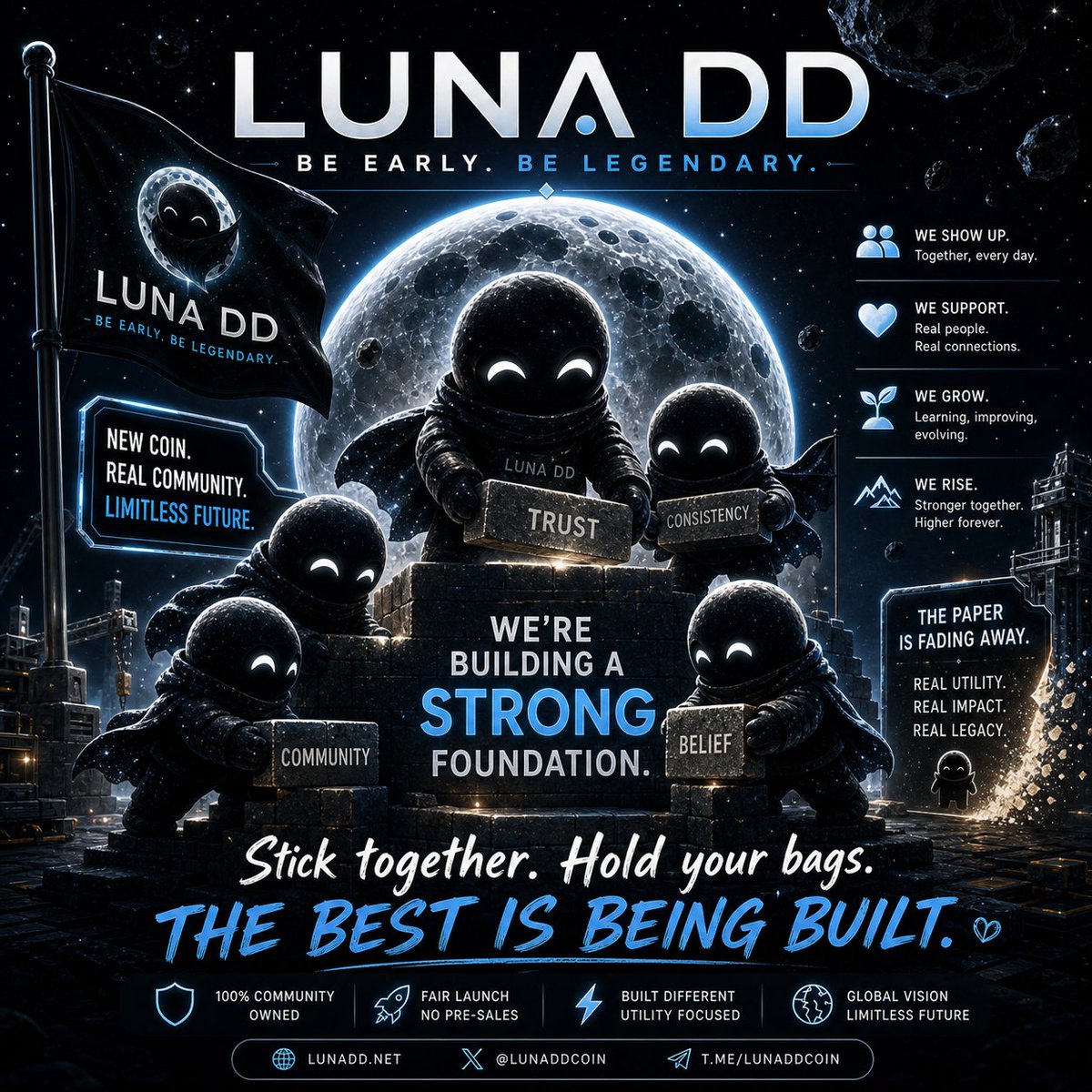 LunaDDcoin's tweet image. Paper hands fade.
Real builders stay.
LunaDD is not hype.
It’s a foundation.

• We show up
• We support
• We build
• We hold
The strongest communities aren’t loud.
They’re consistent.

Hold your bags.
Build your future.
#LunaDD #CryptoCommunity #HoldStrong #DiamondHands