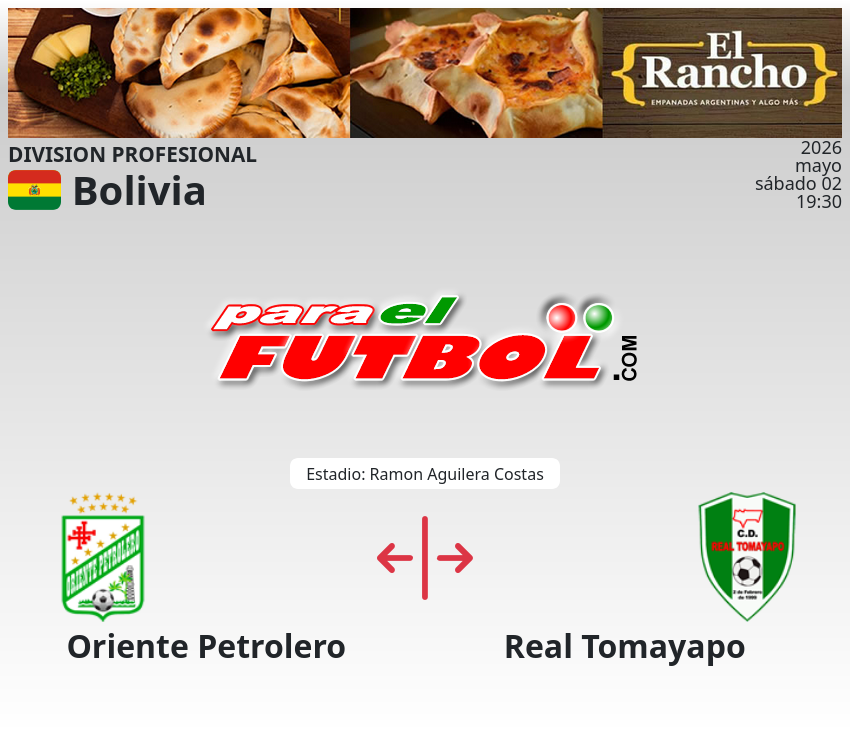 paraelfutbol's tweet image. por comenzar en Santa Cruz de la Sierra, partido entre Oriente Petrolero vs Real Tomayapo
paraelfutbol.com
#bolivia #FBF #DivisionProfesional #OrientePetrolero #RealTomayapo #futbol #paraelfubol